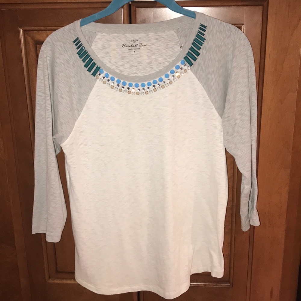 J.Crew baseball tee with jewels size S